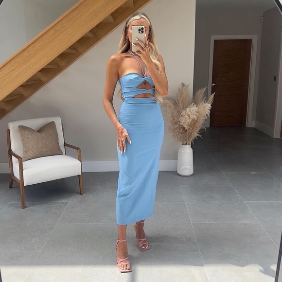 Zara Blue Cut Out Dress - Picture 9 of 17